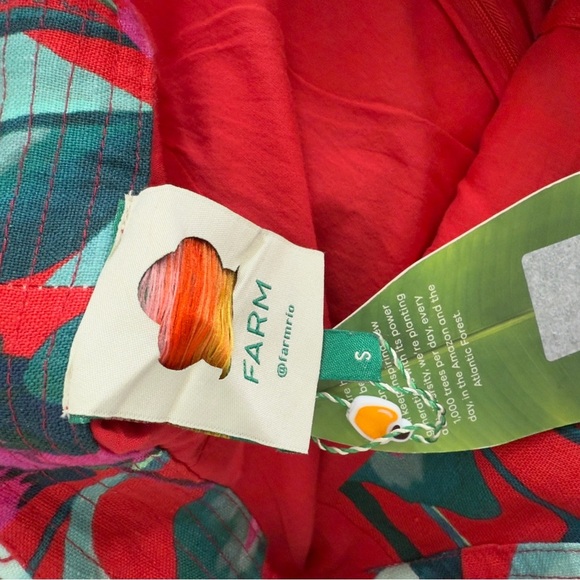 NWT Farm Rio Sumner Foliage Linen Minidress Size: S - Picture 4 of 5